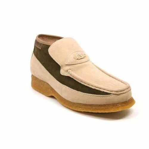 British Walkers Checkers Men's Beige And Green Suede Slip On Shoes by British Walkers – Don't Panic Shoes