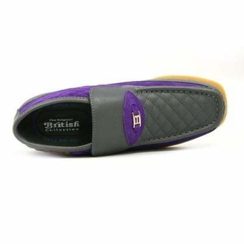 British Walkers Checkers Men's Gray And Pupurple Leather And Suede Slip On Chukka Boots Shoes by British Walkers – Don't Panic Shoes