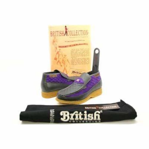 British Walkers Checkers Men's Gray And Pupurple Leather And Suede Slip On Chukka Boots Shoes by British Walkers – Don't Panic Shoes