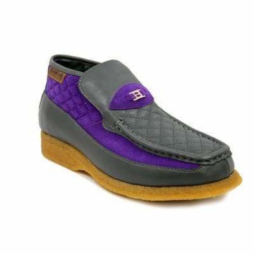 British Walkers Checkers Men's Gray And Pupurple Leather And Suede Slip On Chukka Boots Shoes by British Walkers – Don't Panic Shoes