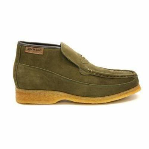 British Walkers Checkers Men’s Olive Green Suede Slip Ons