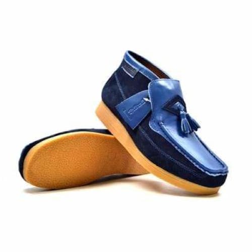 British Walkers Classic Men's Blue Leather And Suede Slip On Shoes by British Walkers – Don't Panic Shoes