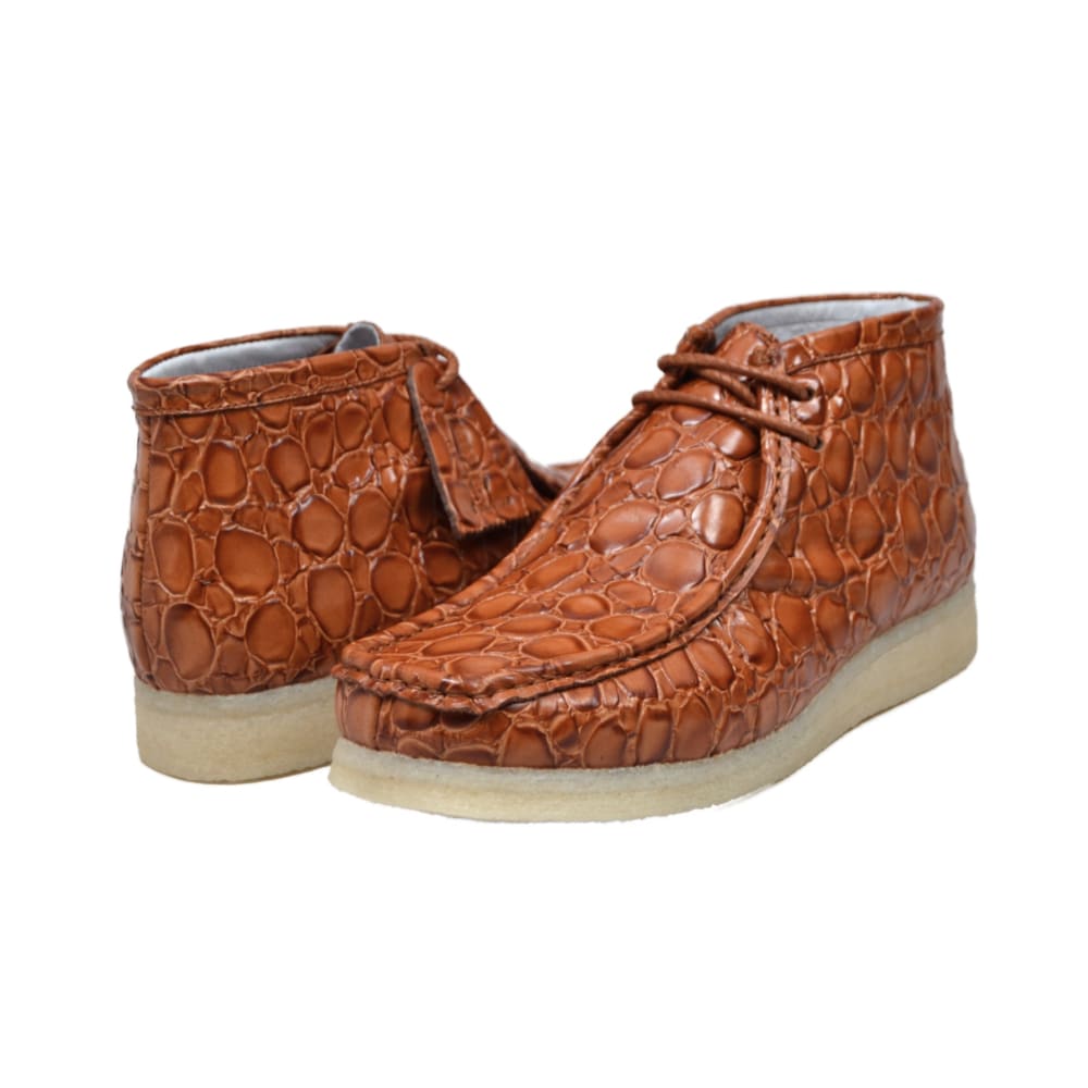 BritiSh Walkers Crocs – Cognac Crocodile Leather Men’s Chukka Boot | Handcrafted Exotic Texture With Premium Heritage Style Shoes by British Walkers – Don't Panic Shoes