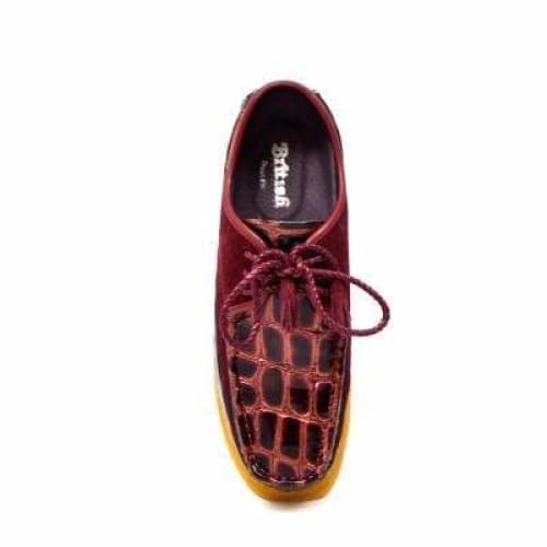 British Walkers Crown Croc Men's Burgundy Crocodile Leather And Suede Crepe Sole Limited Edition Style Shoes by British Walkers – Don't Panic Shoes