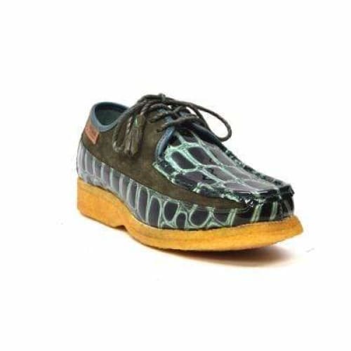 British Walkers Crown Croc Men's Green Crocodile Leather And Suede Crepe Sole Shoes Shoes by British Walkers – Don't Panic Shoes