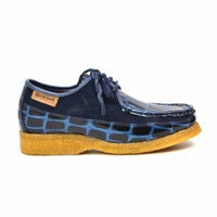 Thumbnail for British Walkers Crown Croc Men’s Navy Blue Leather And Suede