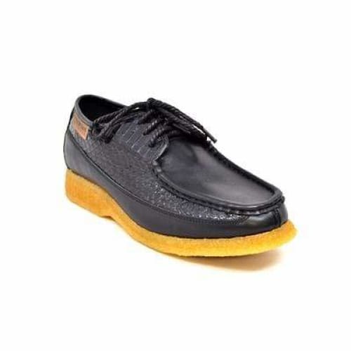 British Walkers Crown Men's Black Snake Leather Crepe Sole Oxfords Shoes by British Walkers – Don't Panic Shoes
