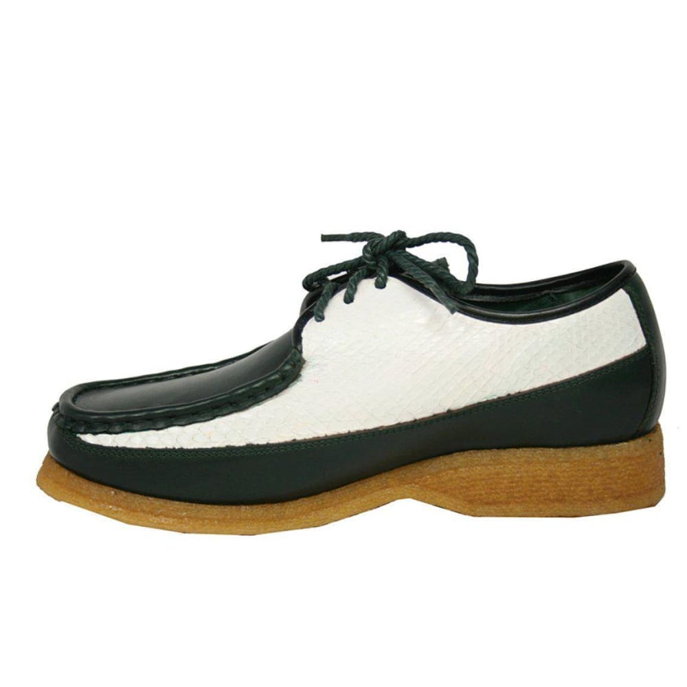British Walkers Crown Men's Dark Green And White Snake Skin Oxfords Shoes by British Walkers – Don't Panic Shoes