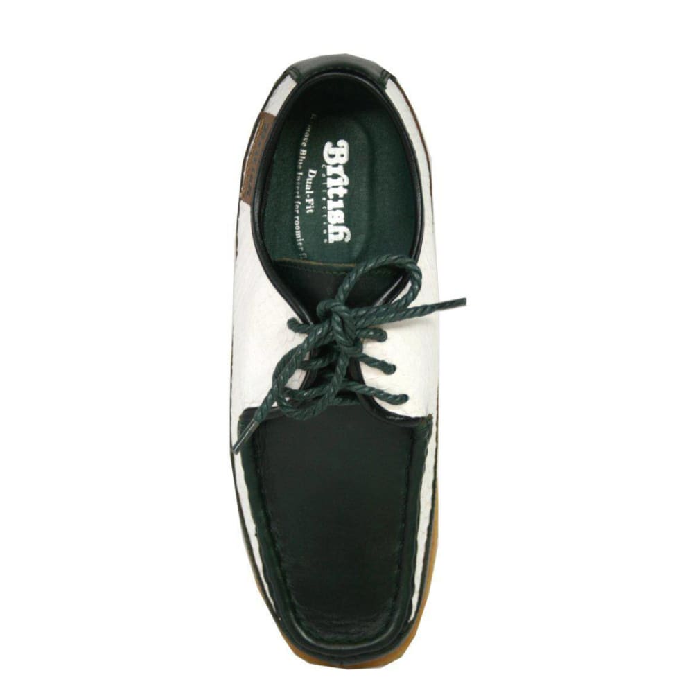 British Walkers Crown Men's Dark Green And White Snake Skin Oxfords Shoes by British Walkers – Don't Panic Shoes