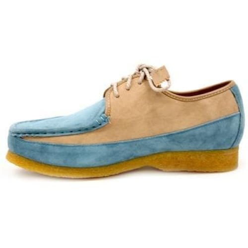 British Walkers Crown Men's Powder Blue And Beige Suede Crepe Sole Low Top Shoes Shoes by British Walkers – Don't Panic Shoes