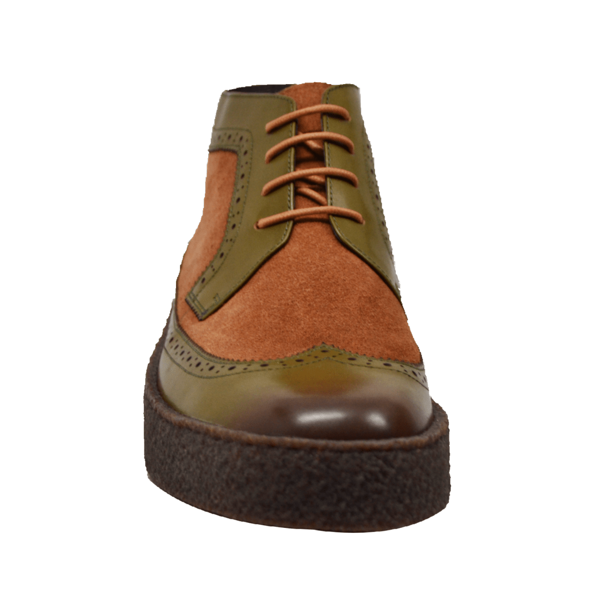 British Walkers Custom Made Original Playboy Wingtips Men's Green Leather And Brown Suede High Tops Chukka Boots Ankle Boots by British Walkers – Don't Panic Shoes