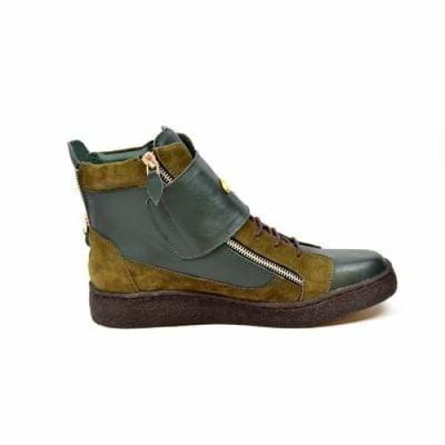BritiSh Walkers Empire Men’s Green Leather Crepe - Sole High - Top Boots – HAndcrafted Blend Of Modern Style and Classic British Craft Shoes by British Walkers – Don't Panic Shoes