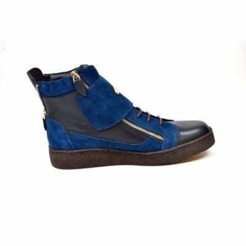 BritiSh Walkers Empire Men’s Navy Blue Leather Crepe - Sole High - Top Boots – Handcrafted Classic With Modern British Edge Shoes by British Walkers – Don't Panic Shoes