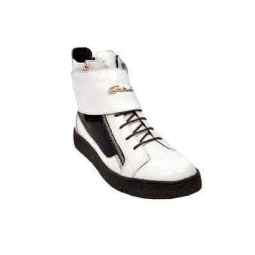 BritiSh Walkers Empire Men’s White & Black Leather Crepe - Sole High - Top Boots – Handcrafted Two - Tone Classic With Bold British Style Shoes by British Walkers – Don't Panic Shoes