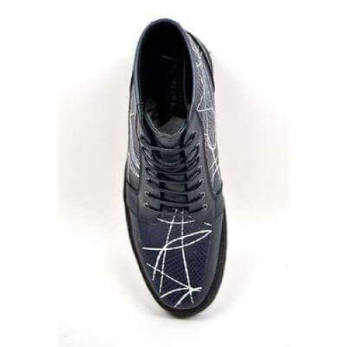 British Walkers Extreme Navy Leather High Top With Linear Design Shoes by British Walkers – Don't Panic Shoes