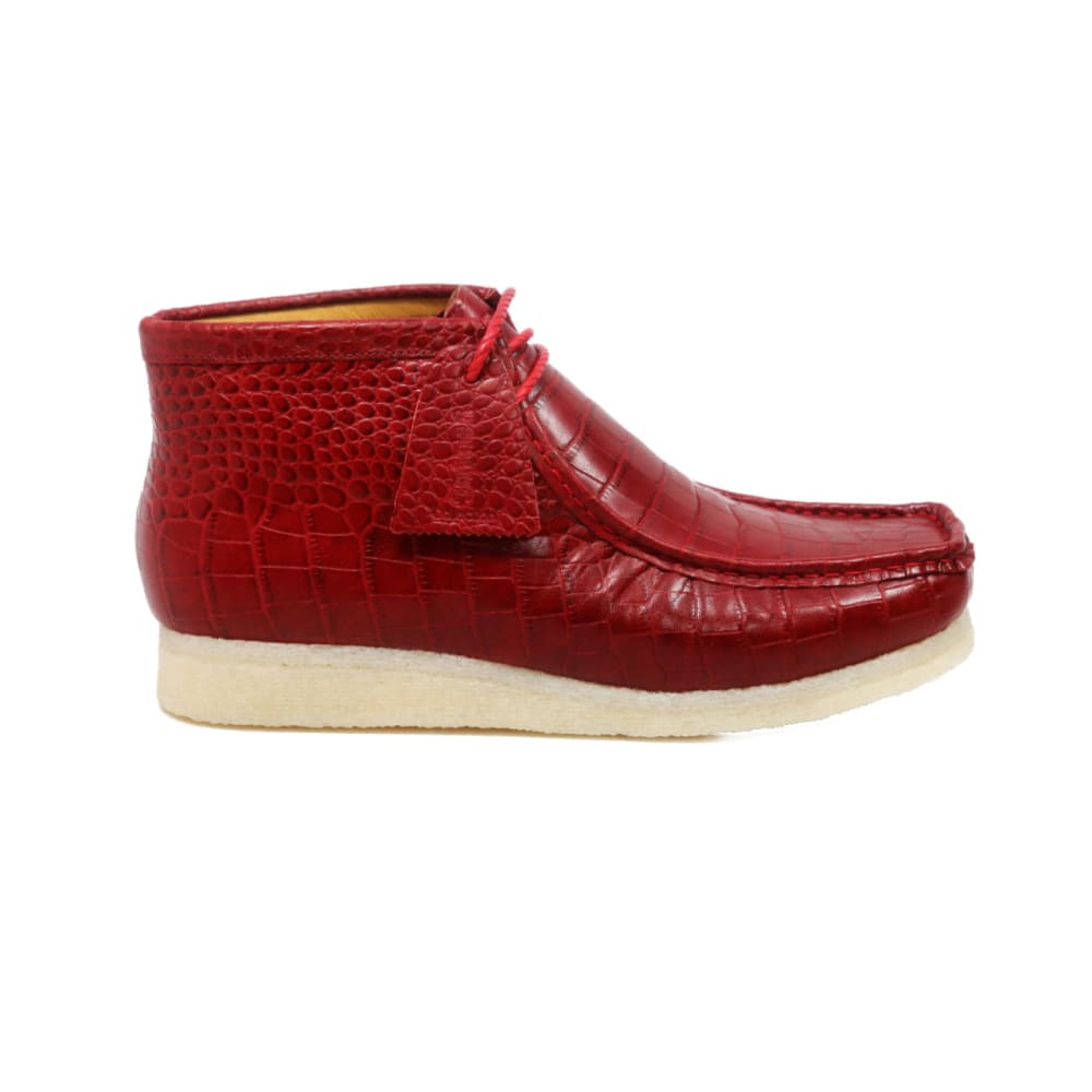 BritiSh Walkers Gators Men’s Red Alligator Leather Chukka Boots – HAndcrafted Limited Edition Statement Of Exotic Power and Modern British Luxury Shoes by British Walkers – Don't Panic Shoes