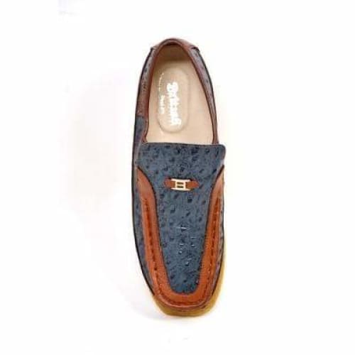 British Walkers Harlem Men's Blue And Tan Leather Crepe Sole Slip On Shoes Shoes by British Walkers – Don't Panic Shoes