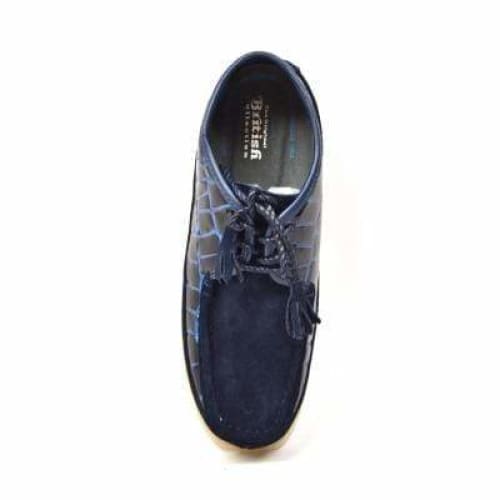 BritiSh Walkers Knicks Croc Men’s Navy Blue Crocodile Leather & Suede Chukka Boots – Handcrafted Exotic Luxury With Modern Urban Edge Shoes by British Walkers – Don't Panic Shoes