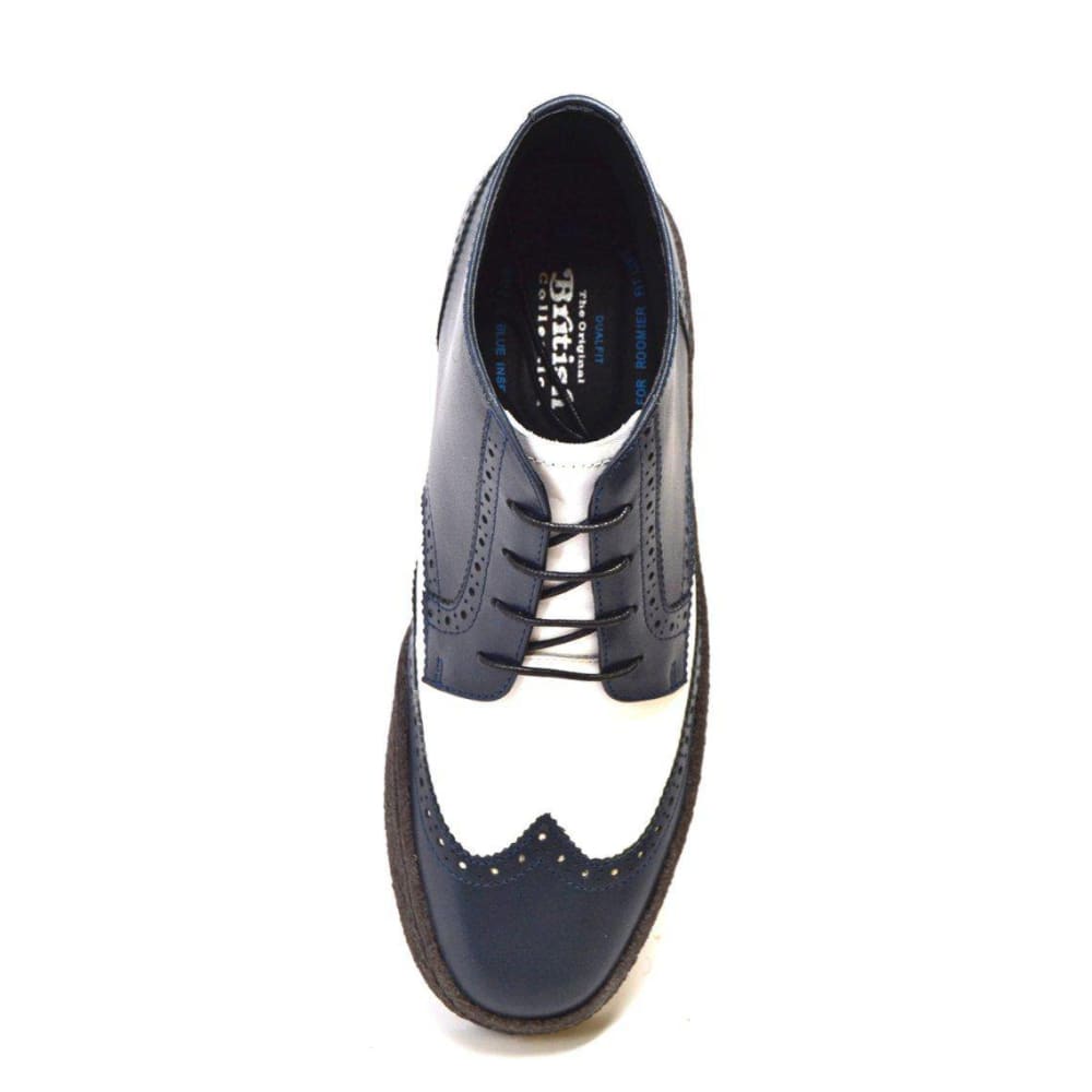 British Walkers Men's Wingtip Navy And White Leather Shoes by British Walkers – Don't Panic Shoes