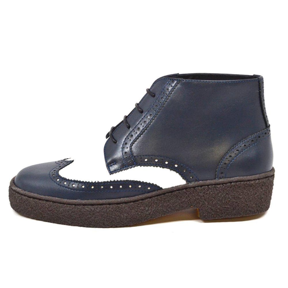 British Walkers Men's Wingtip Navy And White Leather Shoes by British Walkers – Don't Panic Shoes