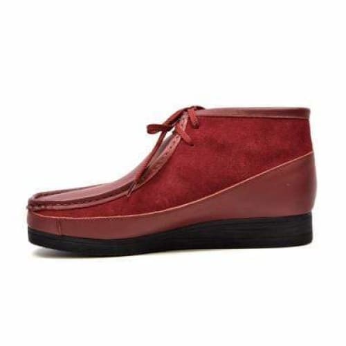 BritiSh Walkers New Castle – Cherry Red Leather & Suede Men’s Chukka Boot | Rich Two - Tone Craft With Bold British Elegance Shoes by British Walkers – Don't Panic Shoes