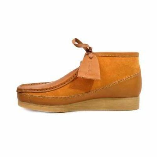 BritiSh Walkers New Castle – Cognac Suede & Leather Men’s Chukka Boot | Rich Two - Tone Craft With Heritage Luxury Style Shoes by British Walkers – Don't Panic Shoes