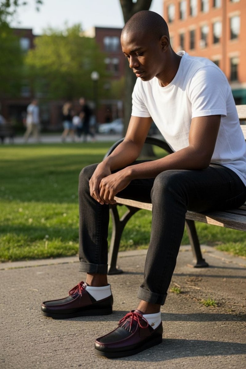 BritiSh Walkers New Castle – French Lambskin Men’s Moc - Toe Ankle Boot | Premium Heritage Craft With Soft Luxe Comfort Three Quarters by British Walkers – Don't Panic Shoes