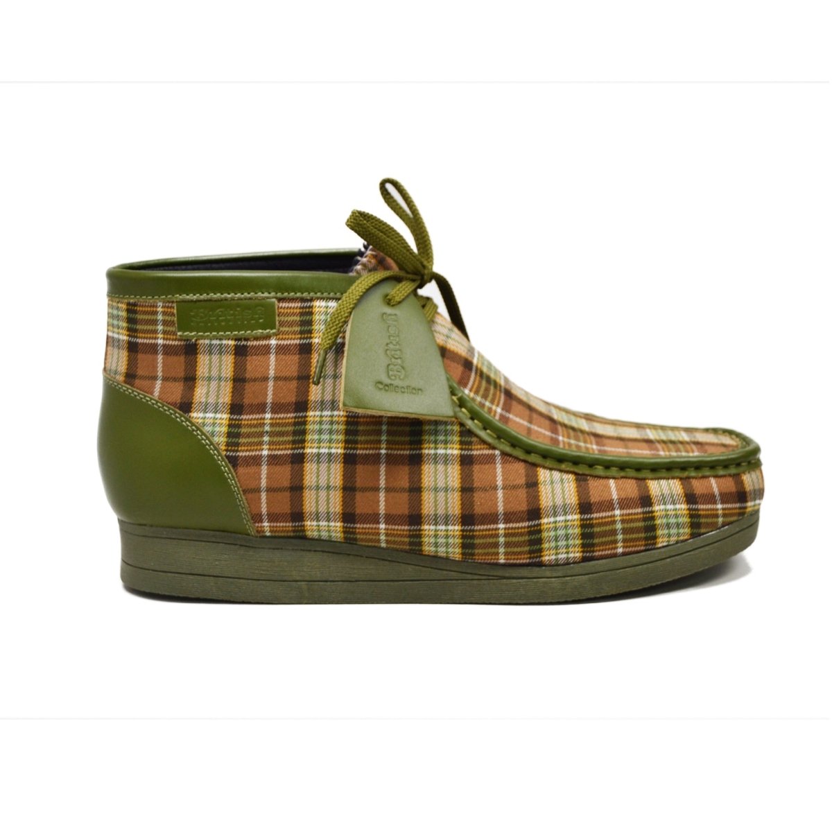 BritiSh Walkers New Castle – Multicolor Plaid Men’s Limited Edition Chukka Boot | Artistic Color - Block Design With Premium Luxe Detail Three Quarters by British Walkers – Don't Panic Shoes