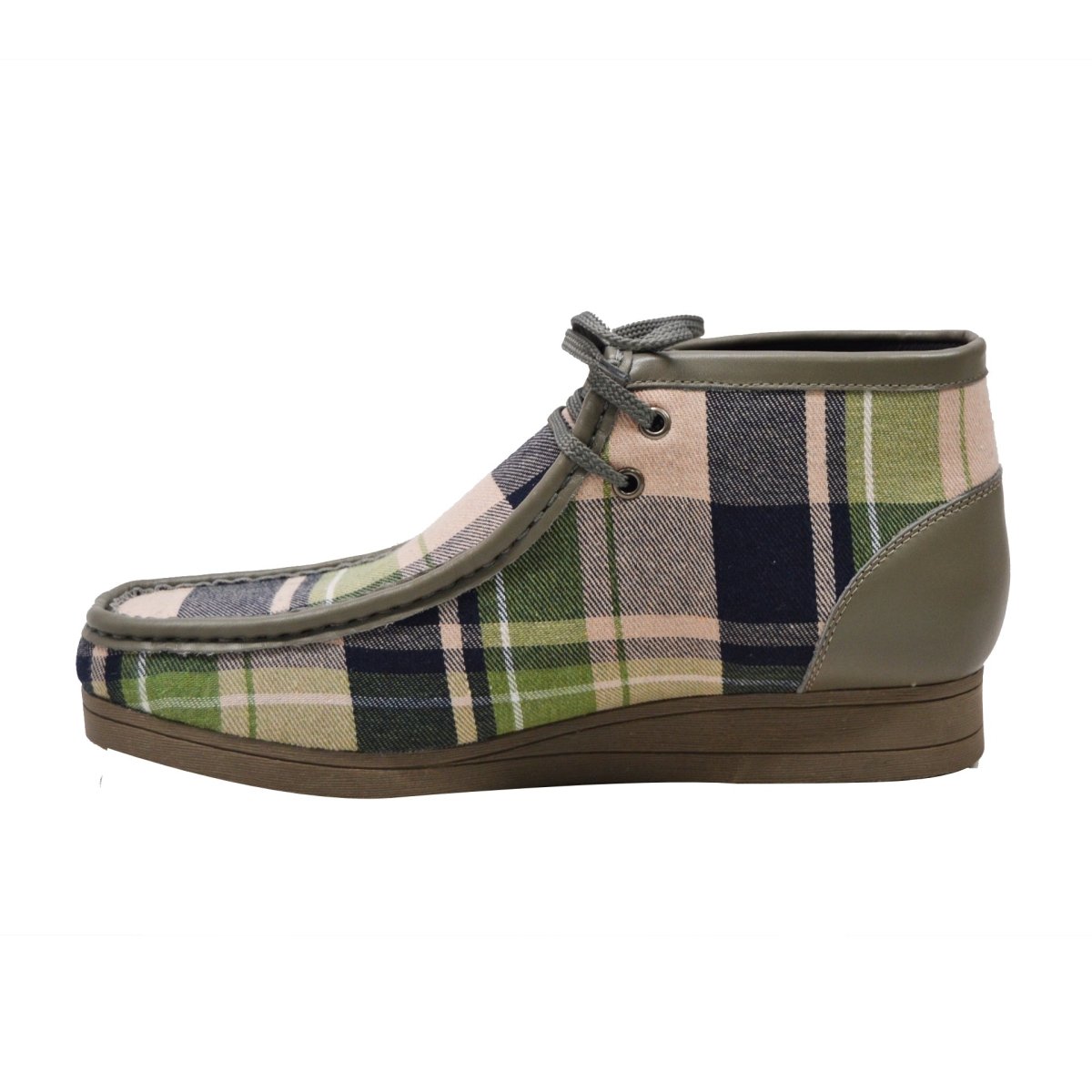 BritiSh Walkers New Castle – Multicolor Plaid Men’s Limited Edition Chukka Boot | Artistic Color - Block Design With Premium Luxe Detail Three Quarters by British Walkers – Don't Panic Shoes