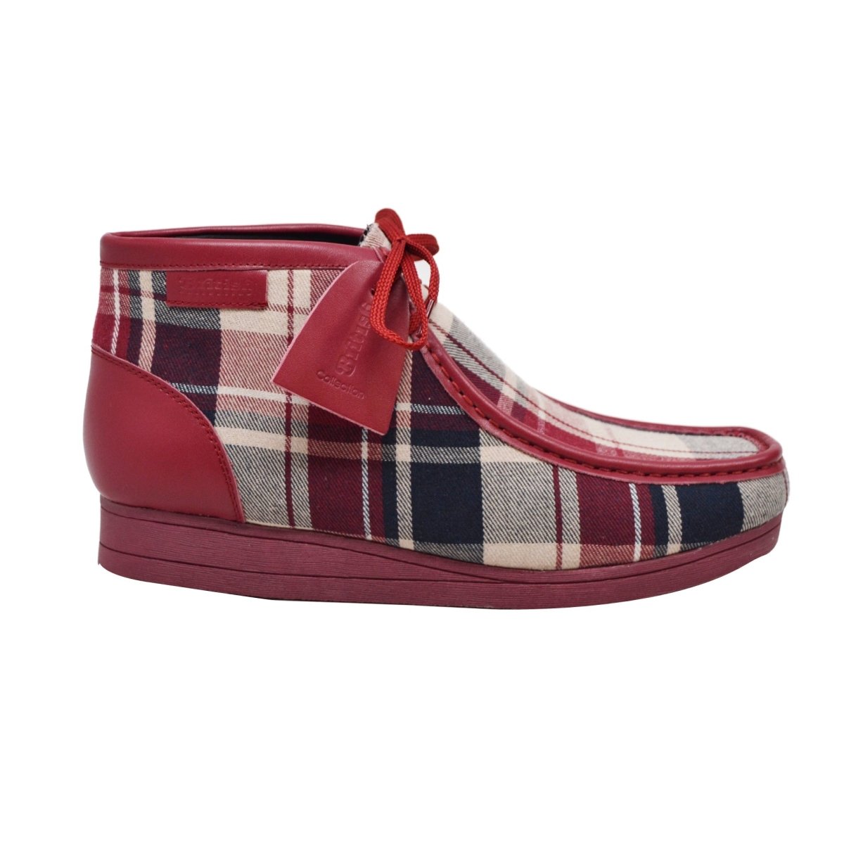 BritiSh Walkers New Castle – Multicolor Plaid Men’s Limited Edition Chukka Boot | Artistic Color - Block Design With Premium Luxe Detail Three Quarters by British Walkers – Don't Panic Shoes