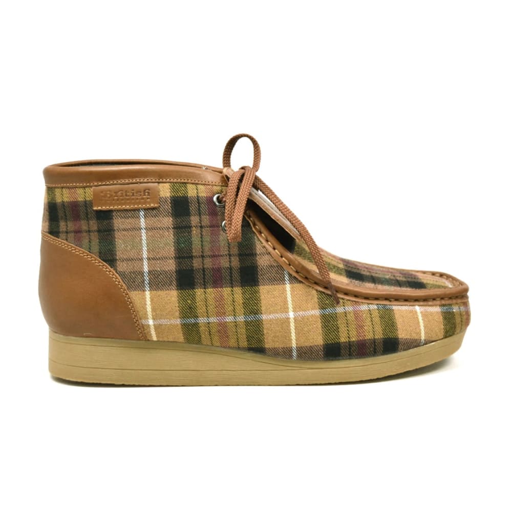 BritiSh Walkers New Castle – Tan Plaid Suede Men’s Chukka Boot | Vintage Pattern Craft With Modern Artisan Style Shoes by British Walkers – Don't Panic Shoes