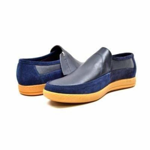 British Walkers Norwich Bally Style Men's Navy Blue Suede And Leather Slip Ons Shoes by British Walkers – Don't Panic Shoes