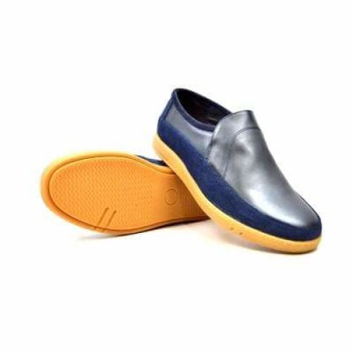 British Walkers Norwich Bally Style Men's Navy Blue Suede And Leather Slip Ons Shoes by British Walkers – Don't Panic Shoes