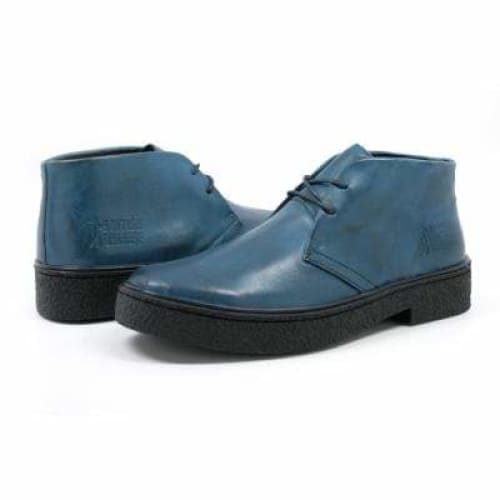 British Walkers Playboy Men's Steel Blue Leather Ankle Boots