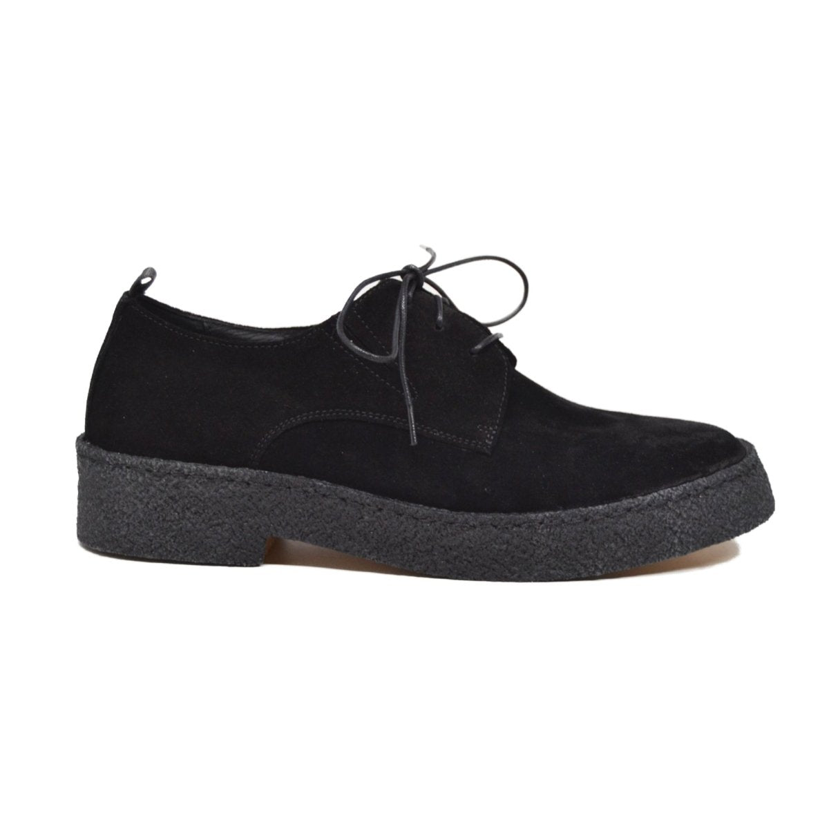 BritiSh Walkers Playboy Original – Black Suede Men’s Low - Top Crepe Oxford | Classic Soft - Touch Craft With Clean Heritage Style Lace Up by British Walkers – Don't Panic Shoes