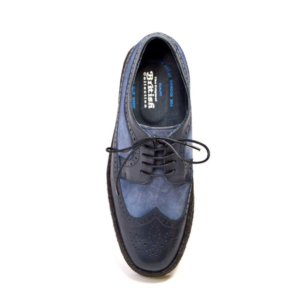 BritiSh Walkers Playboy Original Men’s Navy Blue Leather Wingtip Oxfords – Handcrafted Crepe Sole Classic With Timeless British Cool Shoes by British Walkers – Don't Panic Shoes