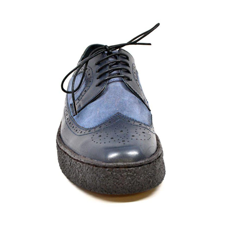 BritiSh Walkers Playboy Original Men’s Navy Blue Leather Wingtip Oxfords – Handcrafted Crepe Sole Classic With Timeless British Cool Shoes by British Walkers – Don't Panic Shoes