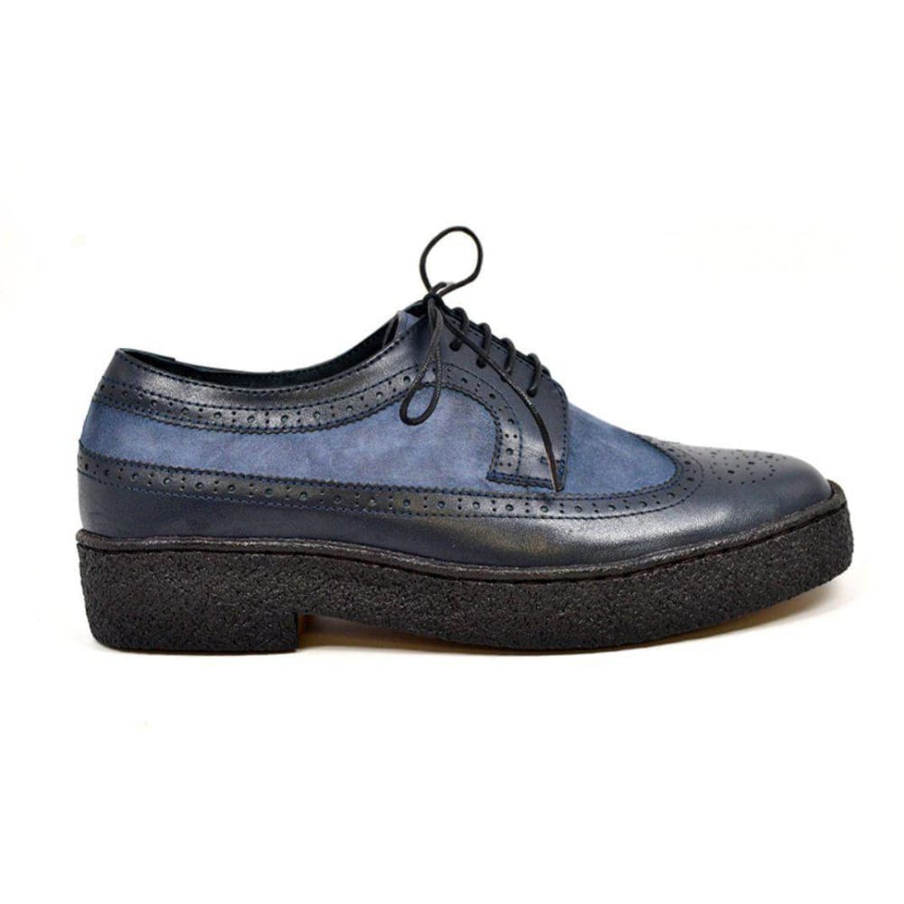 BritiSh Walkers Playboy Original Men’s Navy Blue Leather Wingtip Oxfords – Handcrafted Crepe Sole Classic With Timeless British Cool Shoes by British Walkers – Don't Panic Shoes