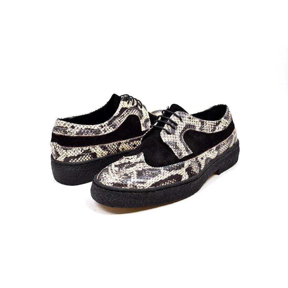 British Walkers Playboy Originals Wingtip Men's Black Suede And Python Leather Low Cut Oxfords Shoes by British Walkers – Don't Panic Shoes