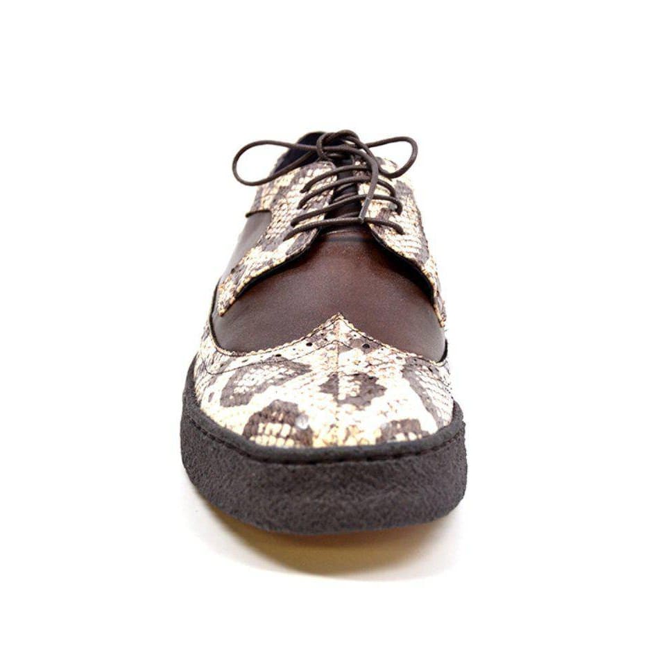 British Walkers Playboy Originals Wingtip Men's Brown Leather And Snake Skin Low Cut Oxfords Shoes by British Walkers – Don't Panic Shoes
