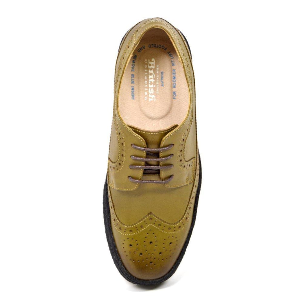British Walkers Playboy Originals Wingtips Men's Olive Leather Low Cut Oxfords Shoes by British Walkers – Don't Panic Shoes