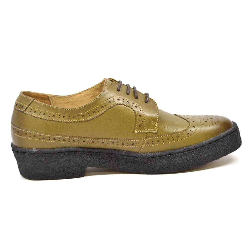 British Walkers Playboy Originals Wingtips Men's Olive Leather Low Cut Oxfords Shoes by British Walkers – Don't Panic Shoes