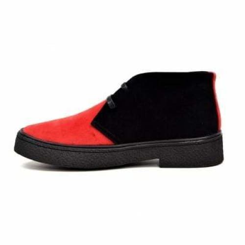 British Walkers Playboy Trinidad Men's Two Tone Red And Black Suede Chukka Boots Shoes by British Walkers – Don't Panic Shoes