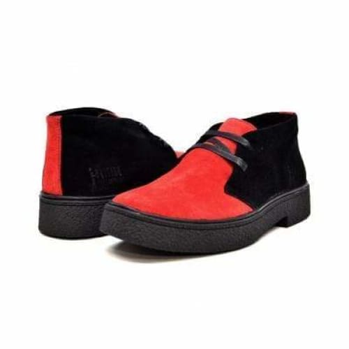 British Walkers Playboy Trinidad Men's Two Tone Red And Black Suede Chukka Boots Shoes by British Walkers – Don't Panic Shoes
