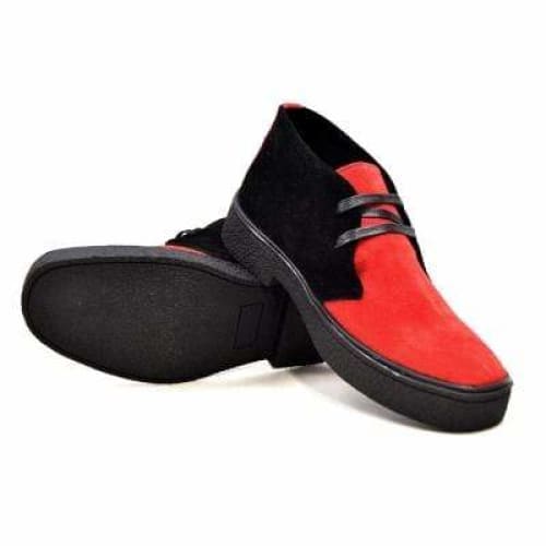 British Walkers Playboy Trinidad Men's Two Tone Red And Black Suede Chukka Boots Shoes by British Walkers – Don't Panic Shoes