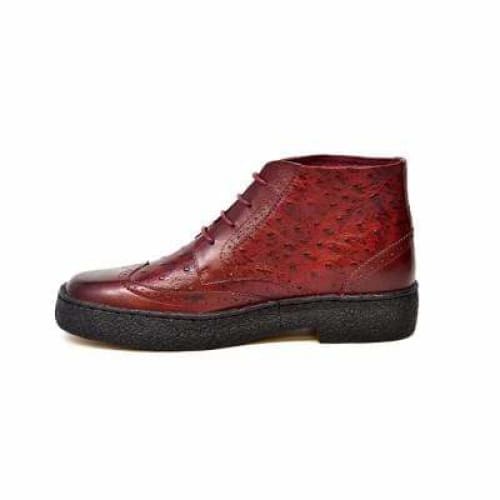 British Walkers Playboy Wingtip Men's Burgundy Ostrich Leather High Tops Boots Chukka Boots Shoes by British Walkers – Don't Panic Shoes