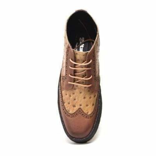 British Walkers Playboy Wingtip Men's Tan And Cognac Ostrich Leather High Tops Chukka Boots Shoes by British Walkers – Don't Panic Shoes