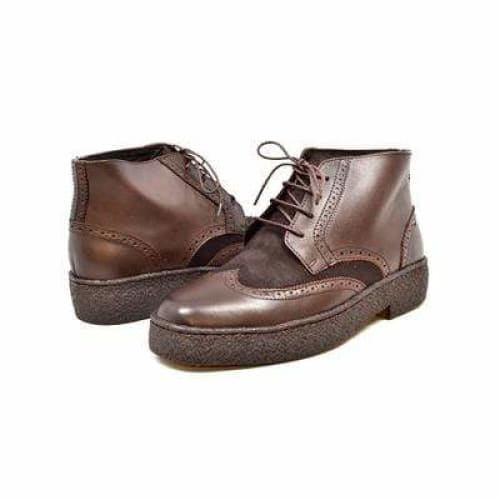 British Walkers Playboy Wingtips Limited Edition Men's Brown Leather And Suede High Top Boots Chukka Boots Shoes by British Walkers – Don't Panic Shoes