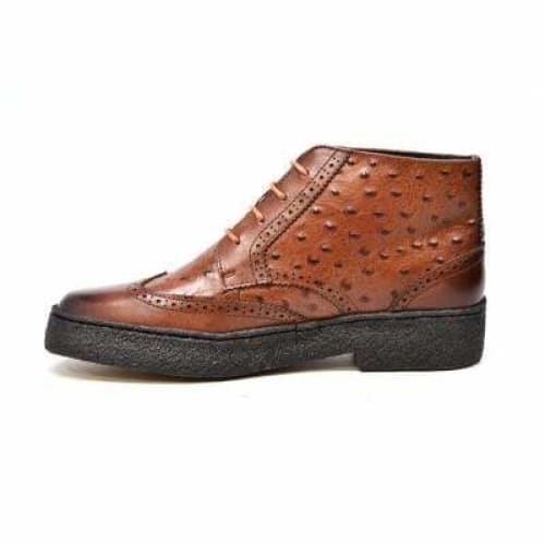 British Walkers Playboy Wingtips Limited Edition Men's Cognac Tan Ostrich Leather High Top Boots Chukka Boots Shoes by British Walkers – Don't Panic Shoes