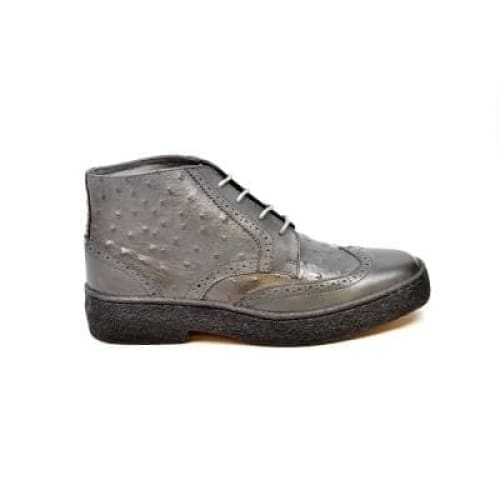 British Walkers Playboy Wingtips Limited Edition Men's Gray Ostrich Leather High Top Boots Chukka Boots Shoes by British Walkers – Don't Panic Shoes